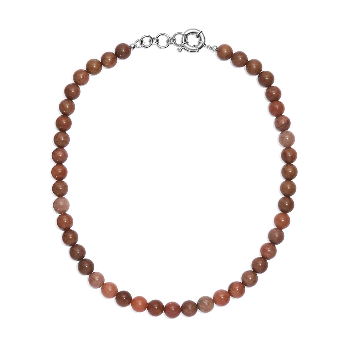 Peach Sunstone 300.00 ctw Beaded Necklace in Platinum Bond 18 Inches image number 3