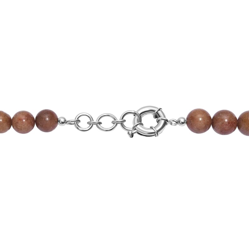 Peach Sunstone 300.00 ctw Beaded Necklace in Platinum Bond 18 Inches