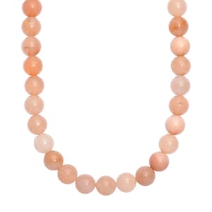 Peach Moonstone 300.00 ctw Beaded Necklace in Platinum Bond 18 Inches