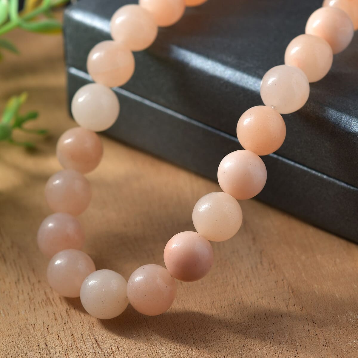 Peach Moonstone 300.00 ctw Beaded Necklace in Platinum Bond 18 Inches image number 1