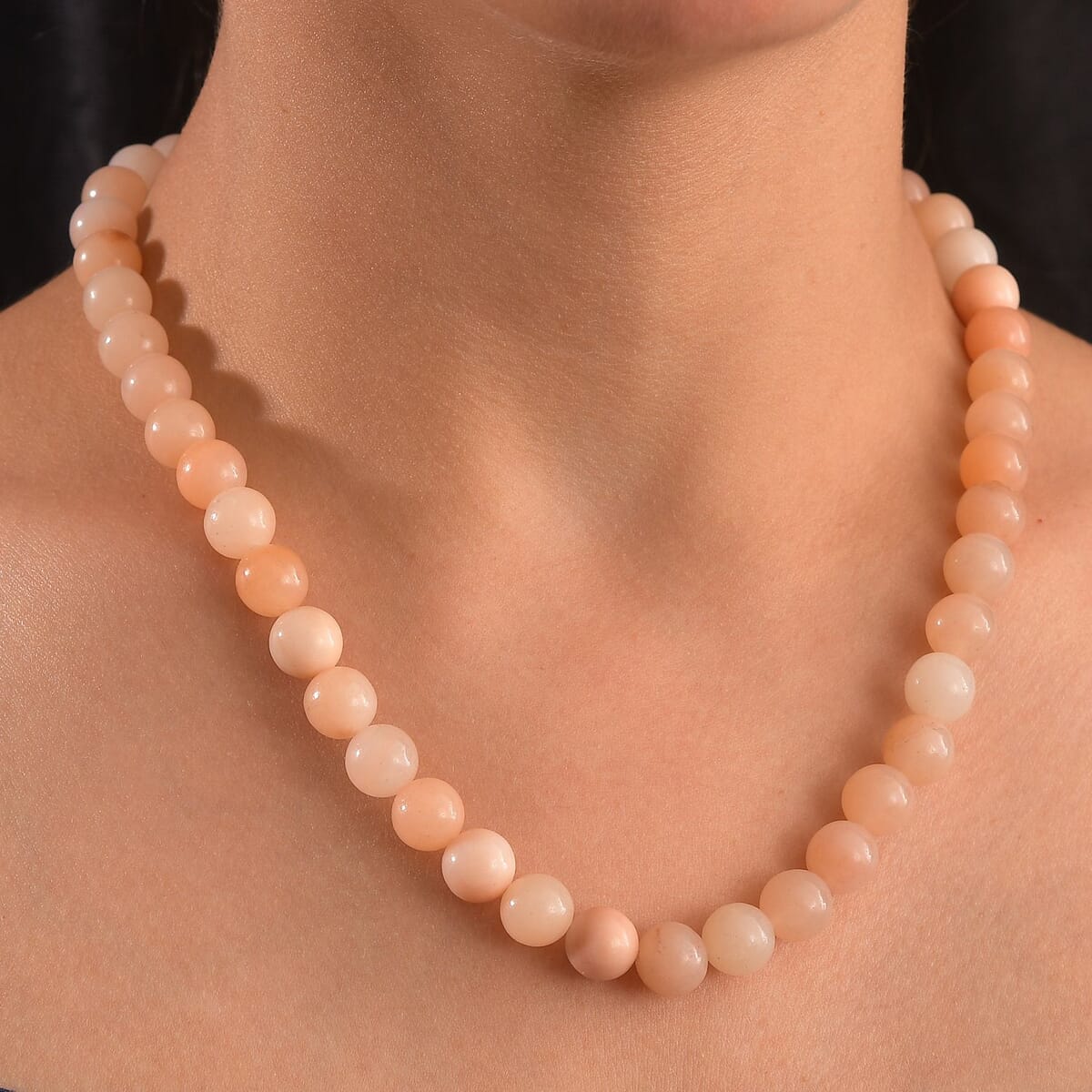 Peach Moonstone 300.00 ctw Beaded Necklace in Platinum Bond 18 Inches image number 2