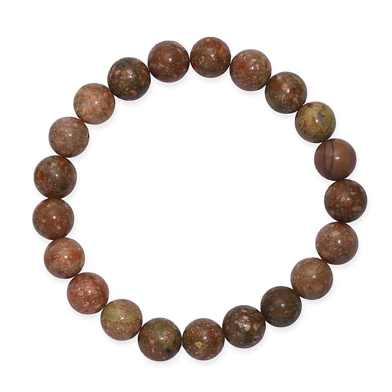 Unakite 150.00 ctw Beaded Stretch Bracelet