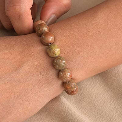 Unakite 150.00 ctw Beaded Stretch Bracelet
