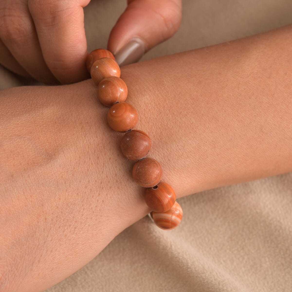 Red Jasper 150.00 ctw Beaded Stretch Bracelet image number 2