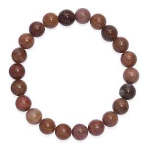 Peach Sunstone 150.00 ctw Beaded Stretch Bracelet