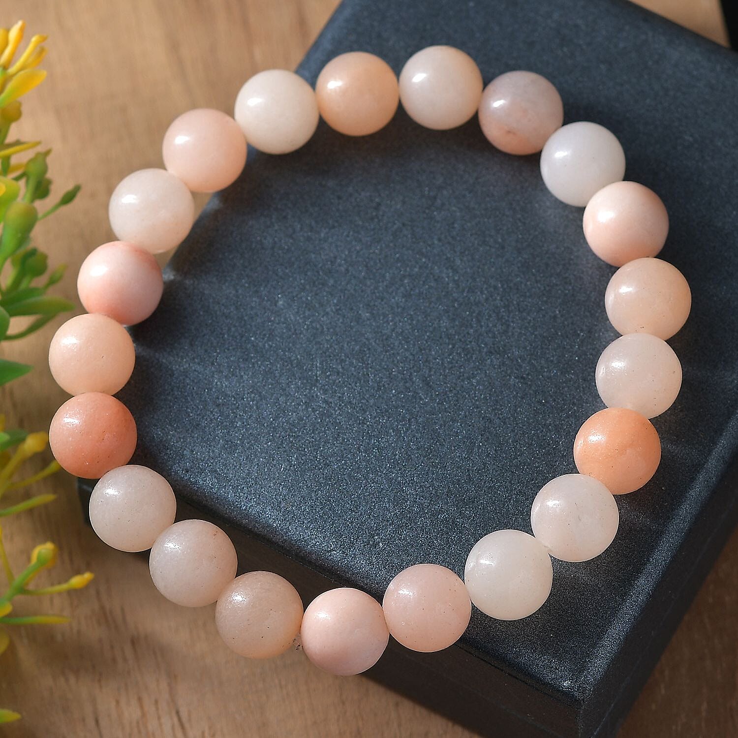 Peach Moonstone 150.00 ctw Beaded Stretch Bracelet