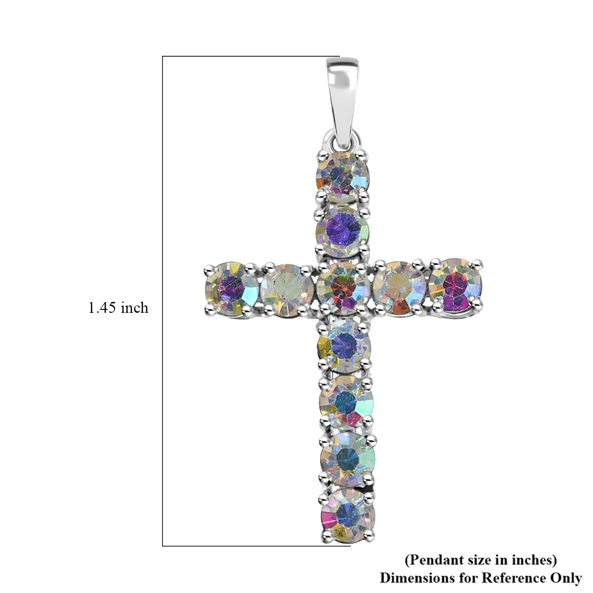J Francis Embellished with Aurora Borealis Crystal by Swarovski Cross Pendant in Sterling Silver image number 5