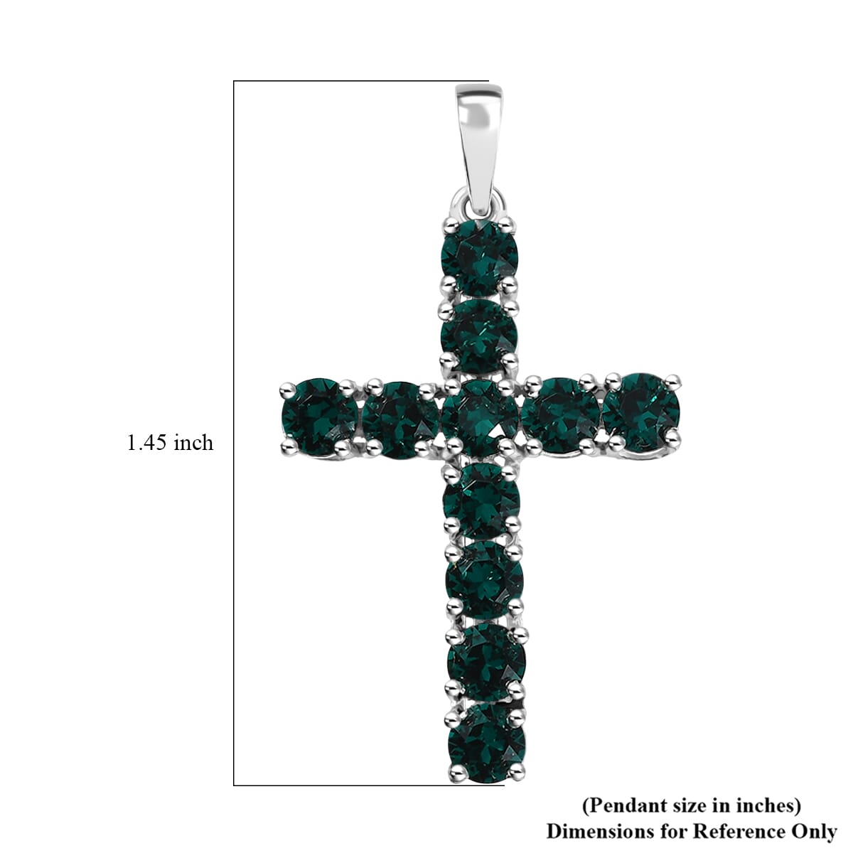J Francis Embellished with Emerald Color Crystal by Swarovski Cross Pendant in Sterling Silver image number 5