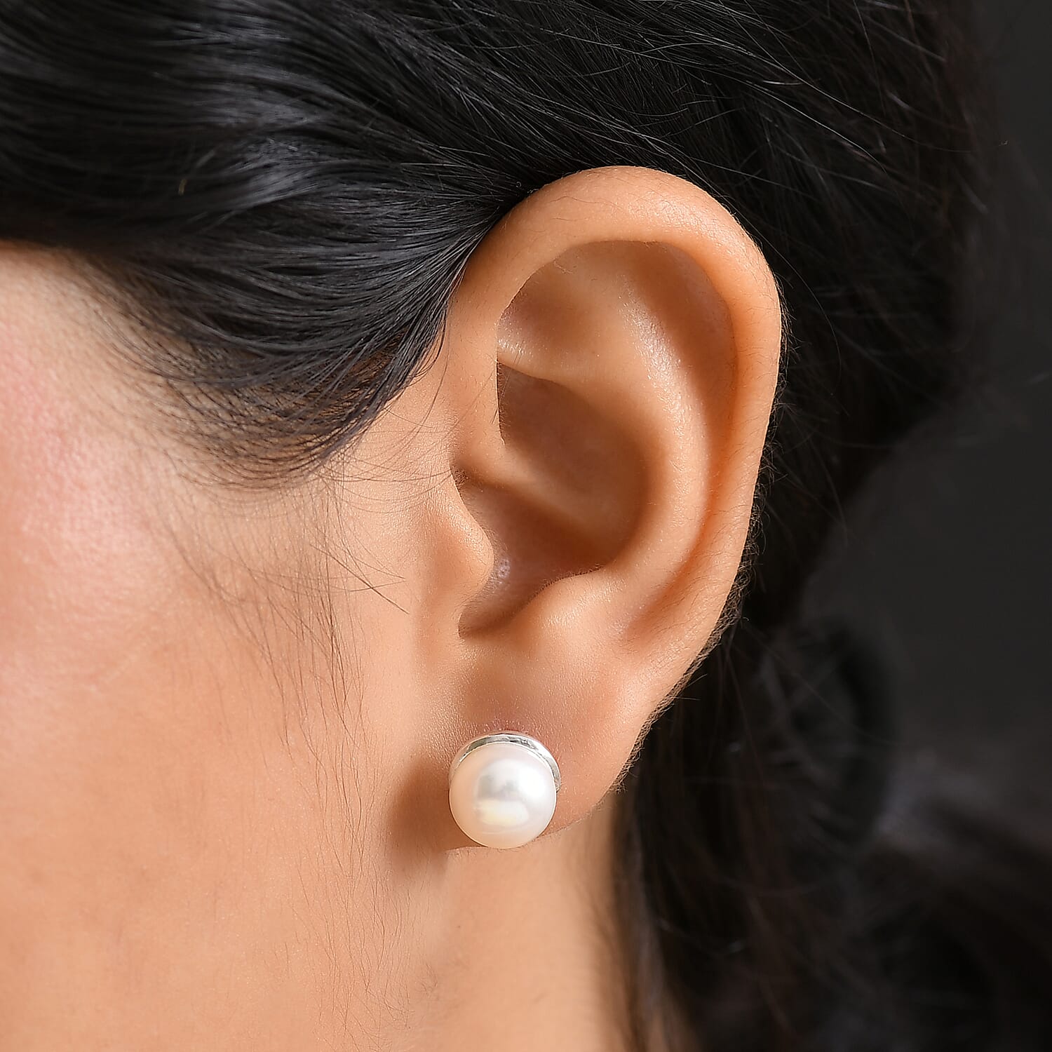 D'Joy Freshwater Pearl Stud Earrings in Sterling Silver