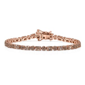 D'Joy Natural Champagne Diamond 2.50 ctw Art Deco Bracelet in 18K Vermeil Rose Gold Over Sterling Silver (6.50 In)