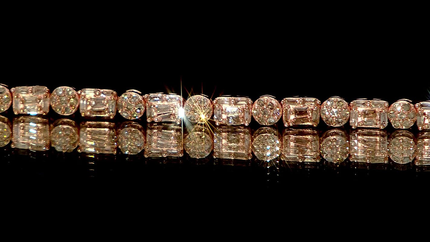 D'Joy Natural Champagne Diamond Bracelet in 18K Vermeil RG Over Sterling Silver (6.50 In) 2.15 ctw