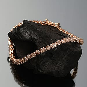 D'Joy Natural Champagne Diamo 2.50 ctw Art Deco Bracelet in 18K Vermeil Rose Gold Over Sterling Si (7.25 In) 