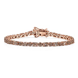 D'Joy Natural Champagne Diamond 2.50 ctw Art Deco Bracelet in 18K Vermeil Rose Gold Over Sterling Silver (8.00 In)