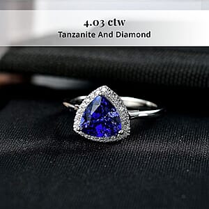 Gem Hunter Collection Certified & Appraised Rhapsody 950 Platinum AAAA Tanzanite, Diamond  (E-F, VS) Ring (Size 6.0) (Ship in 10 -15 Days) 4.03 ctw