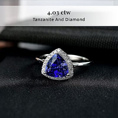 Certified & Appraised Rhapsody AAAA Tanzanite and Diamond E-F VS 4.03 ctw Ring in 950 Platinum (Size 8.0)
