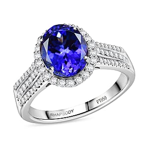 Certified & Appraised Rhapsody AAAA Tanzanite and E-F VS Diamond 4.10 ctw Ring in 950 Platinum (Size 10.0) 7.90 Grams