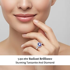 Certified Rhapsody AAAA Tanzanite, Diamond Ring in 950 Platinum 4.10 ctw (Size 10.0)