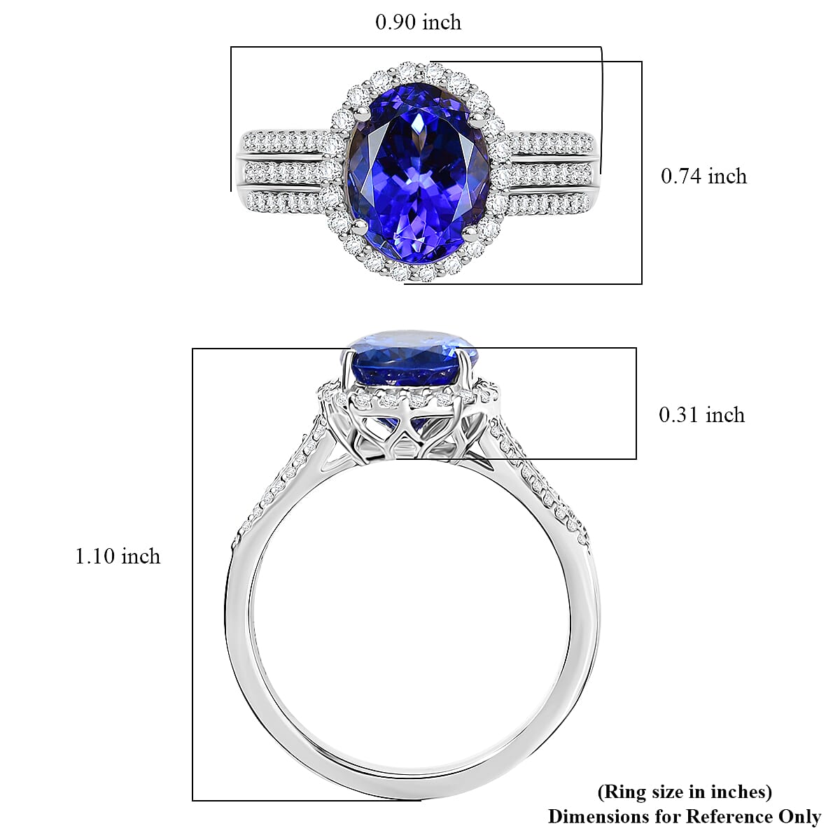 Certified & Appraised Rhapsody AAAA Tanzanite and E-F VS Diamond 4.10 ctw Ring in 950 Platinum (Size 10.0) 7.90 Grams image number 5