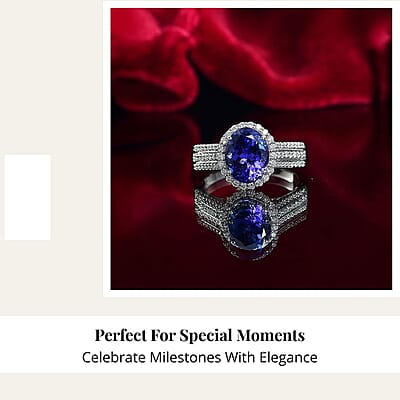 Certified & Appraised Rhapsody AAAA Tanzanite, Diamond Ring in 950 Platinum 4.10 ctw (Size 10.0)