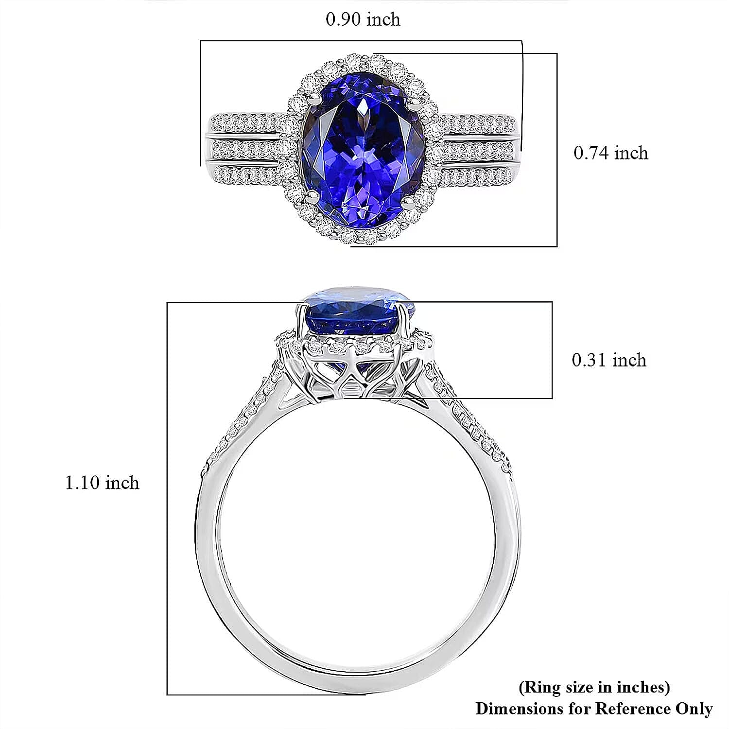 Certified & Appraised Rhapsody AAAA Tanzanite and E-F VS Diamond 4.10 ctw Ring in 950 Platinum (Size 10.0) 7.90 Grams