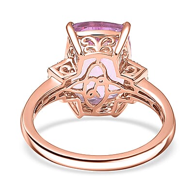 Luxoro 10K Rose Gold AAA Martha Rocha Kunzite, Natural Pink and White Diamond (I1 - I2) (0.16 cts) Ring (Size 10.0) 8.90 ctw