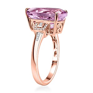 Luxoro 10K Rose Gold AAA Martha Rocha Kunzite, Natural Pink and White Diamond (I1 - I2) (0.16 cts) Ring (Size 9.5) 9.00 ctw