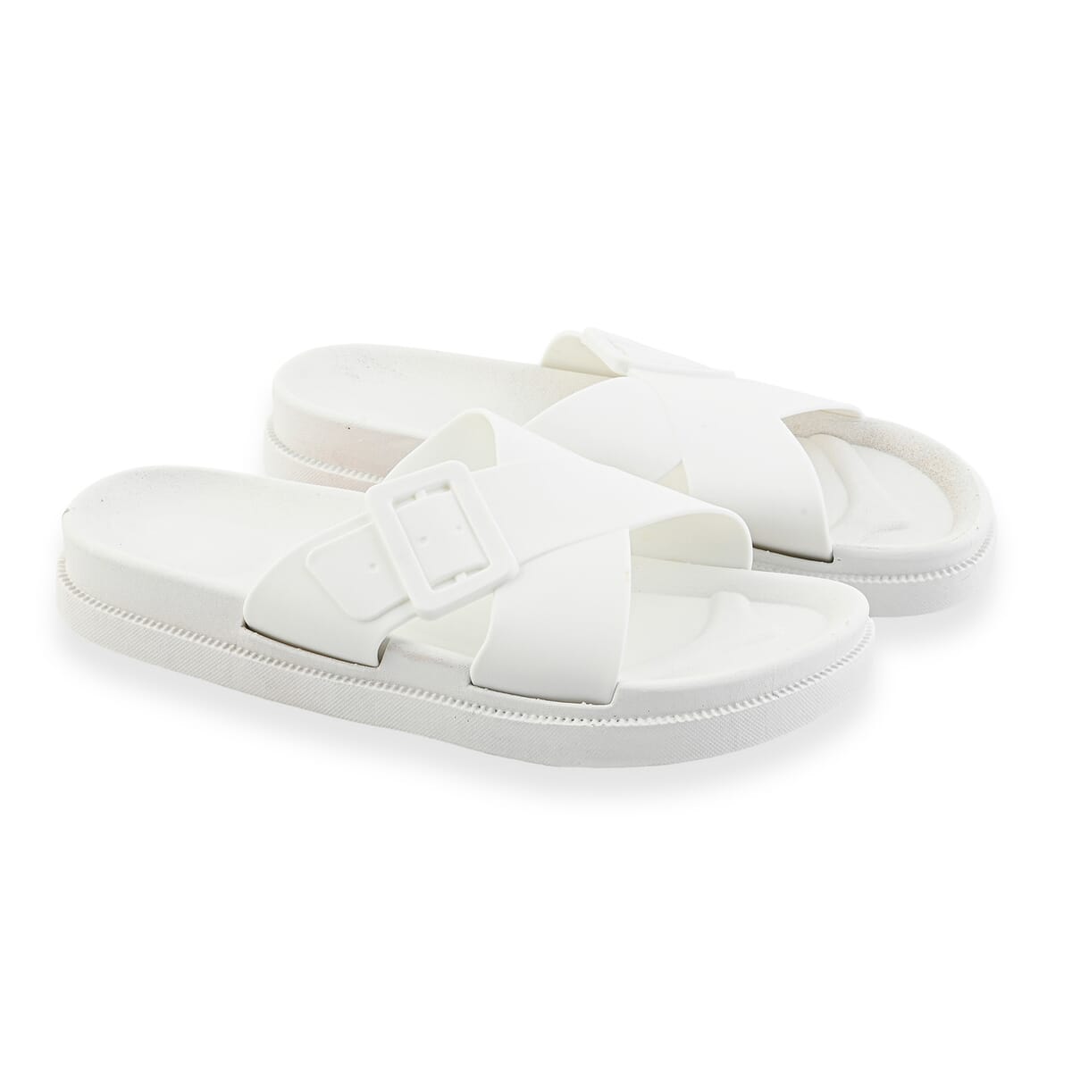 Women's White Cross Strap Sandal - S image number 0