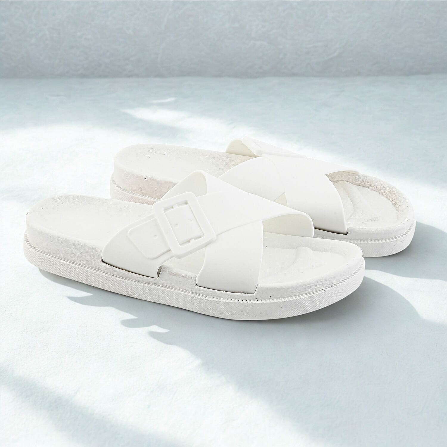 Women's White Cross Strap Sandal - S