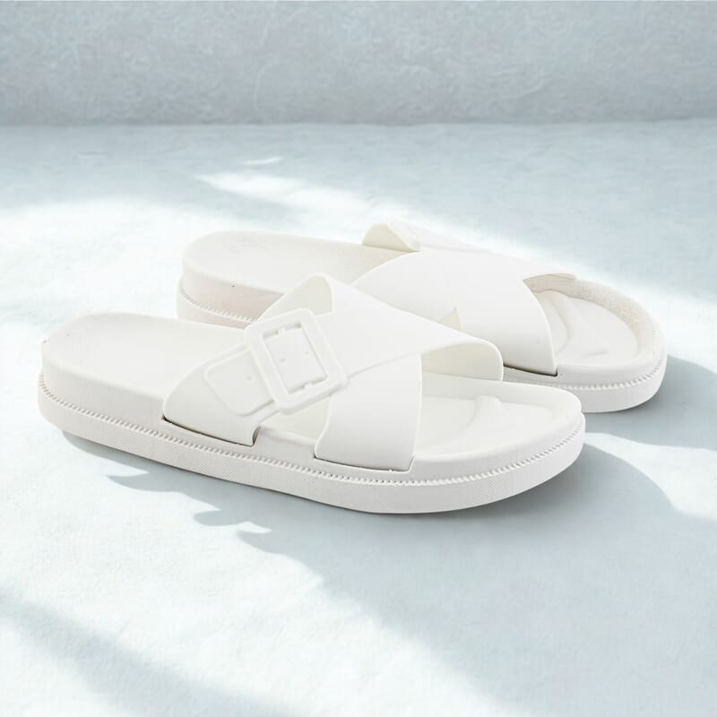 Women's White Cross Strap Sandal - S