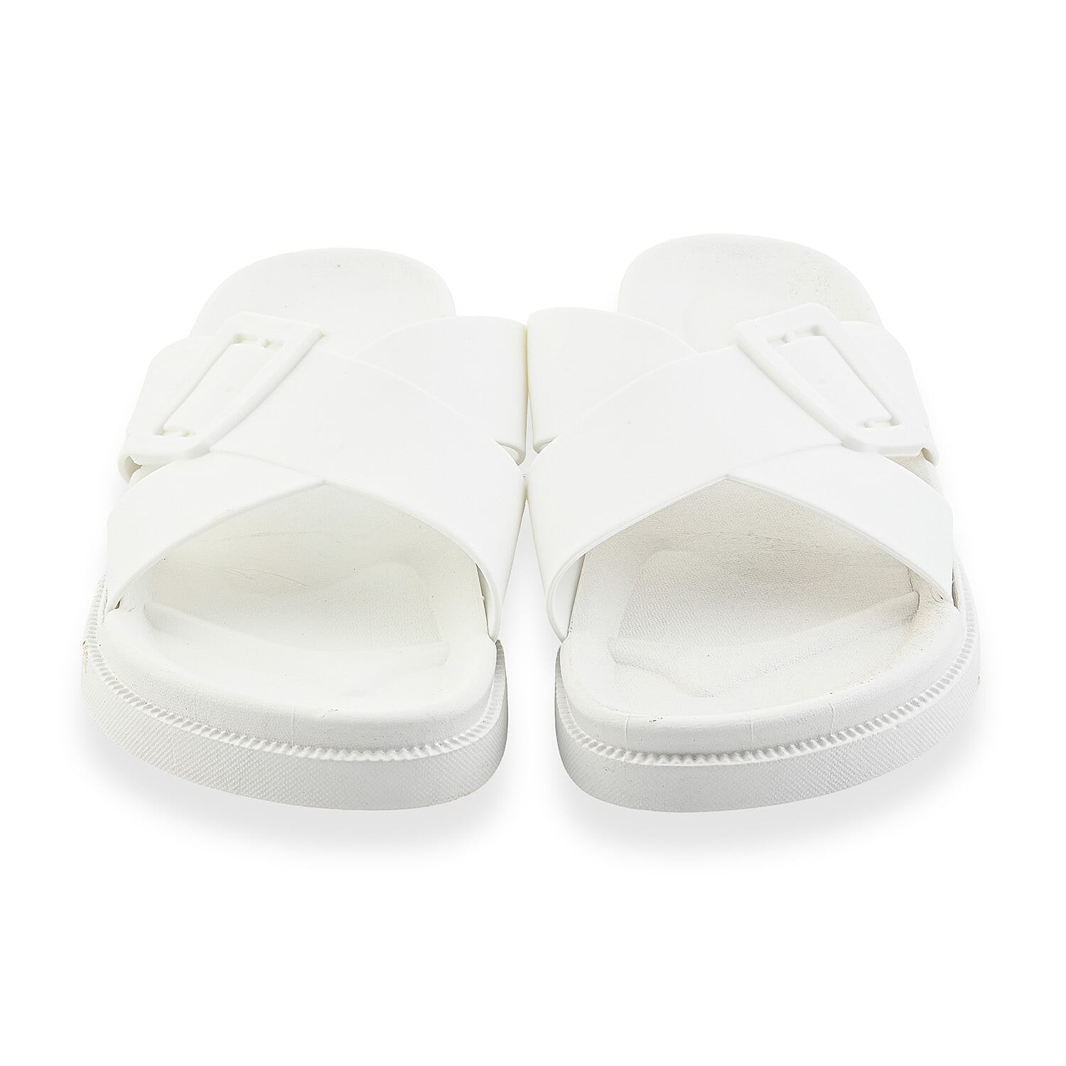 Women's White Cross Strap Sandal - S