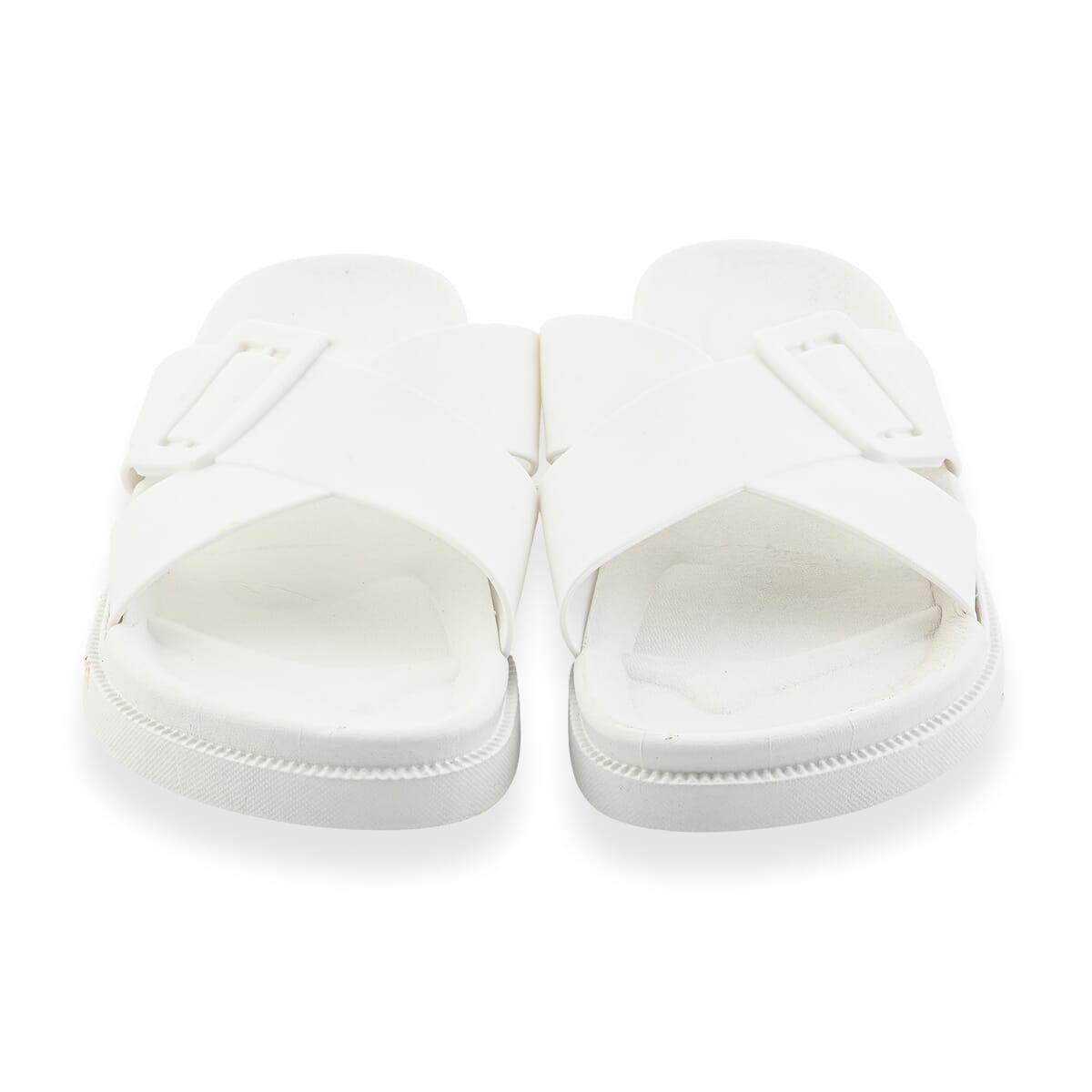 Women's White Cross Strap Sandal - S image number 2