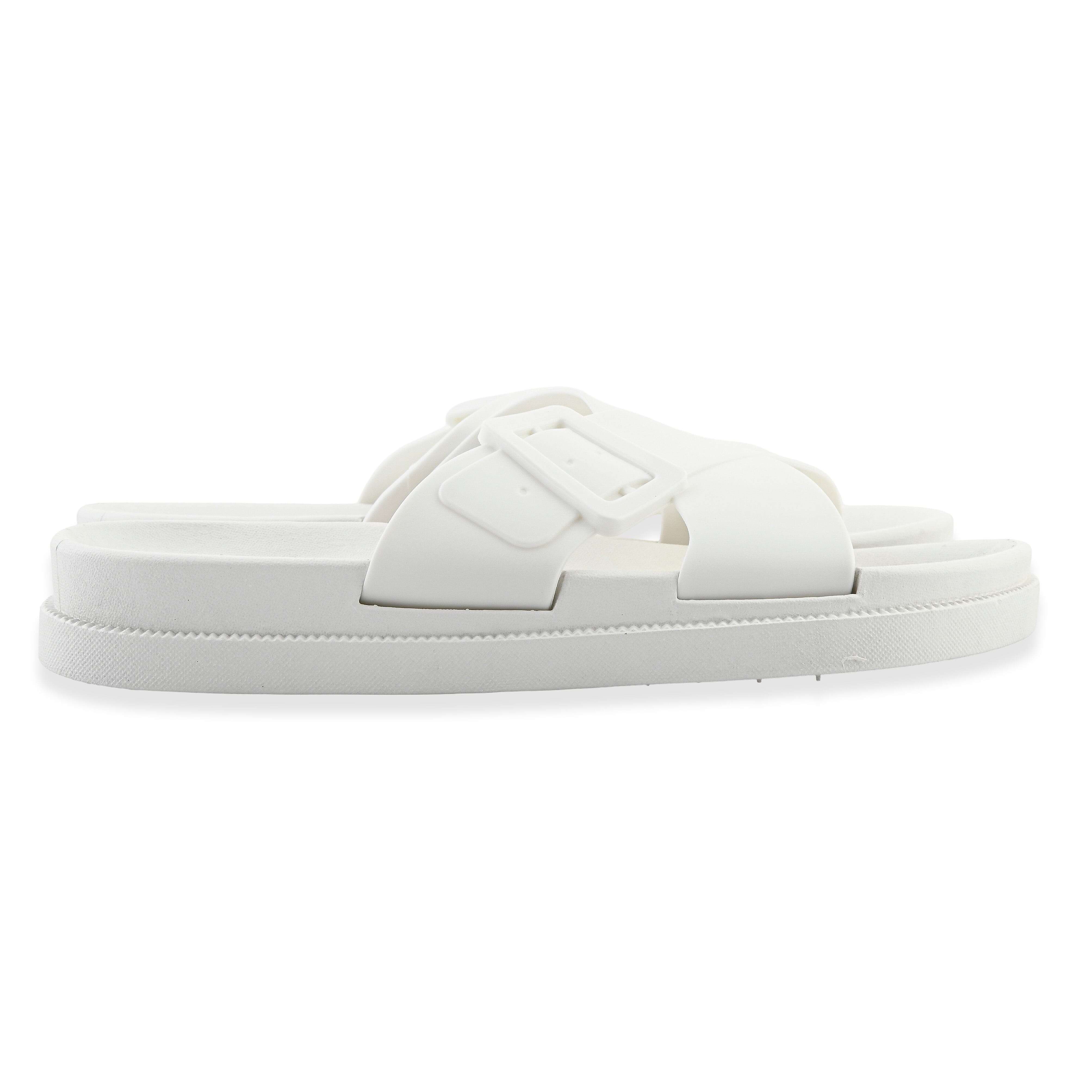 Women's White Cross Strap Sandal - S