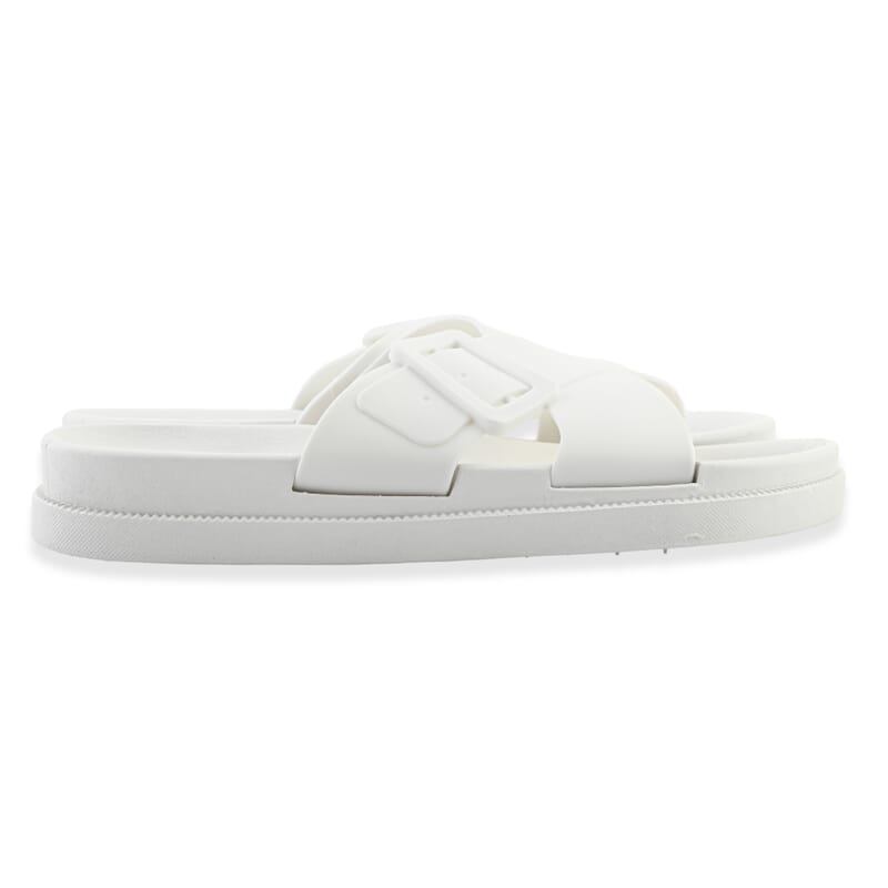 Women's White Cross Strap Sandal - S