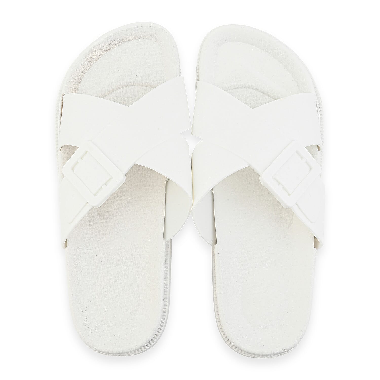 Women's White Cross Strap Sandal - S