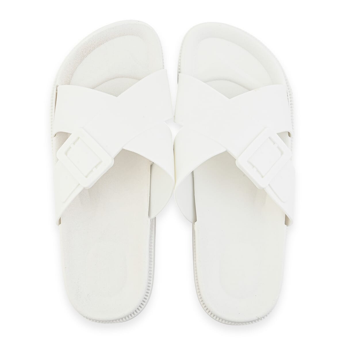 Women's White Cross Strap Sandal - S image number 4