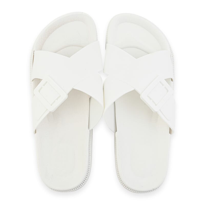 Women's White Cross Strap Sandal - S