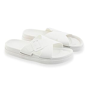 Women's White Cross Strap Sandal - M