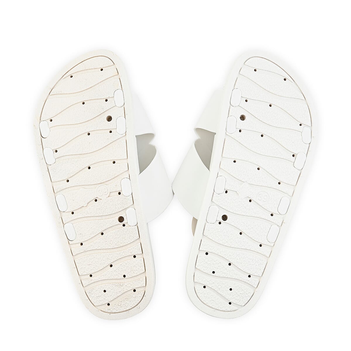 Women's White Cross Strap Sandal - L image number 5