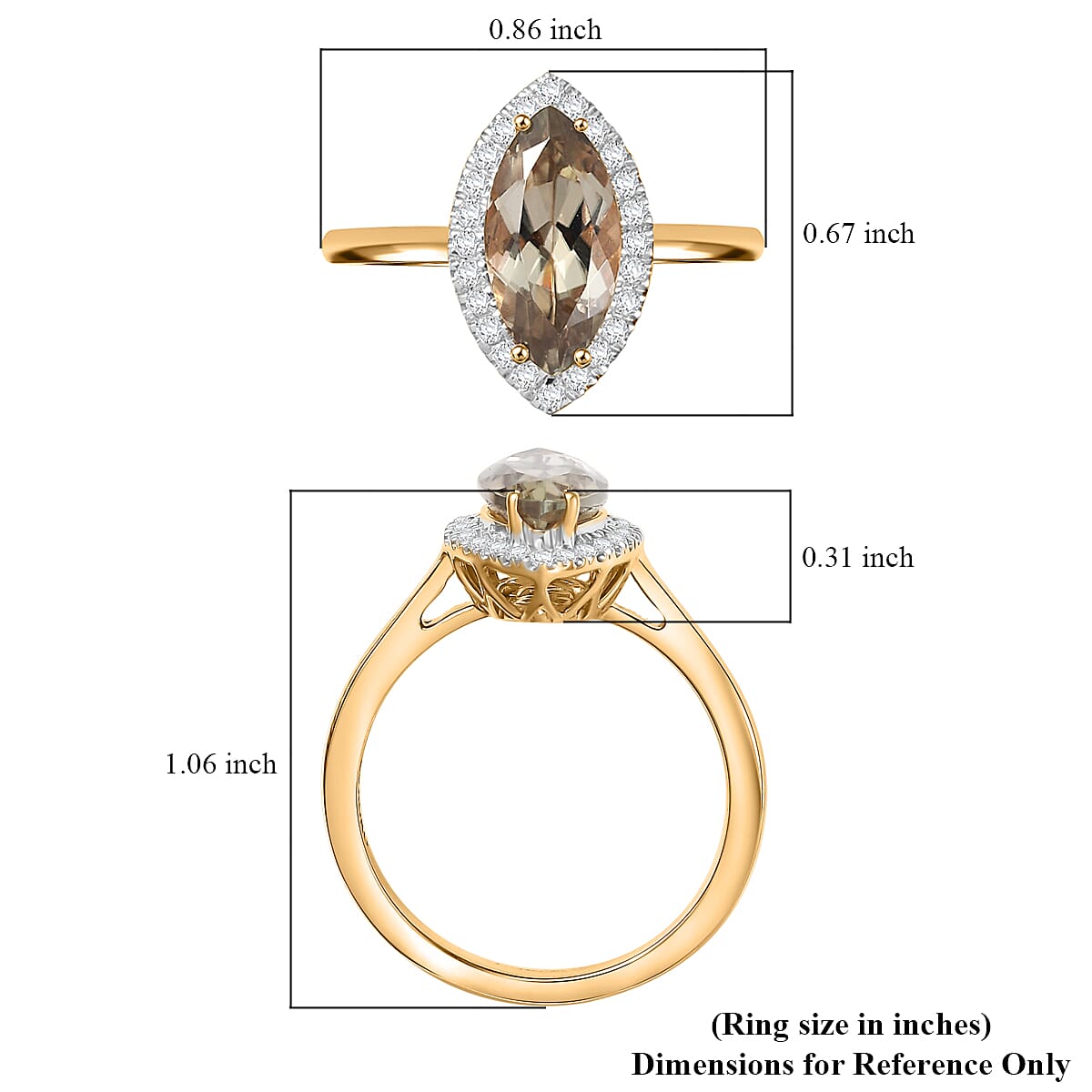 Certified & Appraised Luxoro AAA Turkizite and G-H I2 Diamond 2.40 ctw Ring in 14K Yellow Gold (Size 10.0) image number 5
