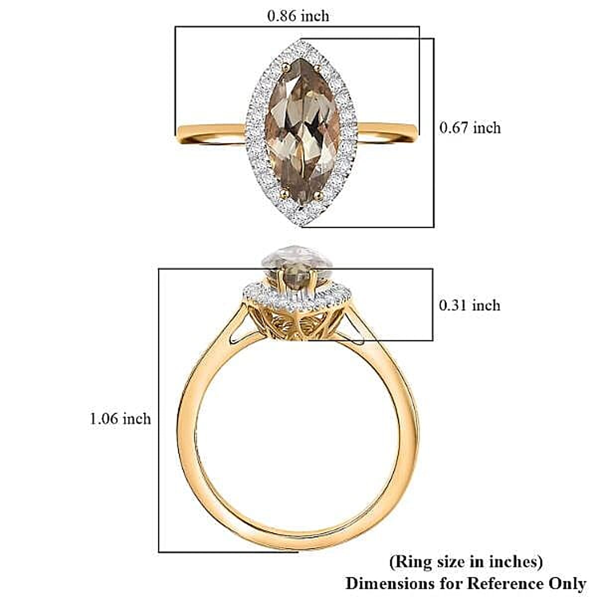Certified & Appraised Luxoro AAA Turkizite and G-H I2 Diamond 2.40 ctw Ring in 14K Yellow Gold (Size 10.0) image number 5