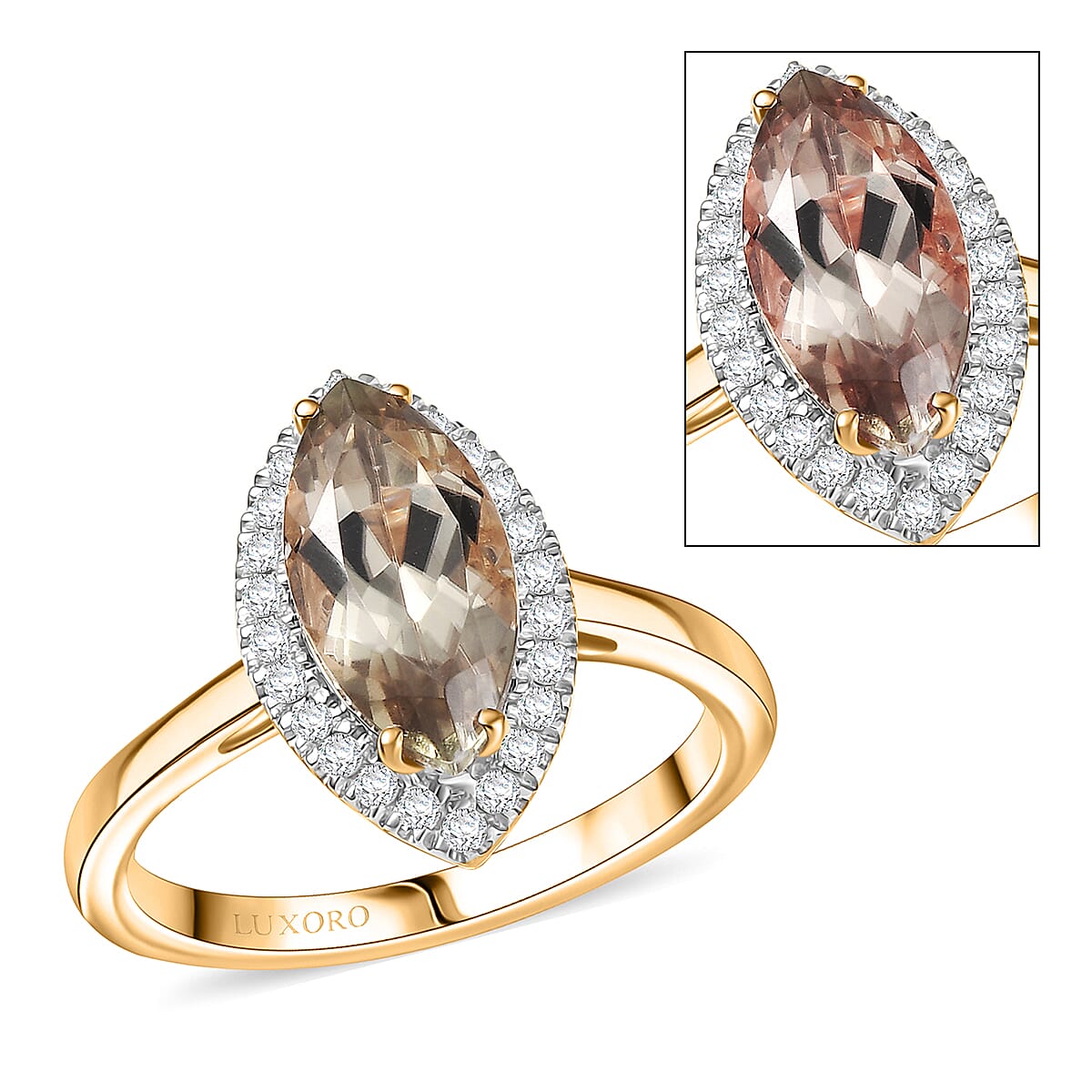 Certified & Appraised Luxoro AAA Turkizite and G-H I2 Diamond 2.40 ctw Ring in 14K Yellow Gold (Size 10.0) image number 0