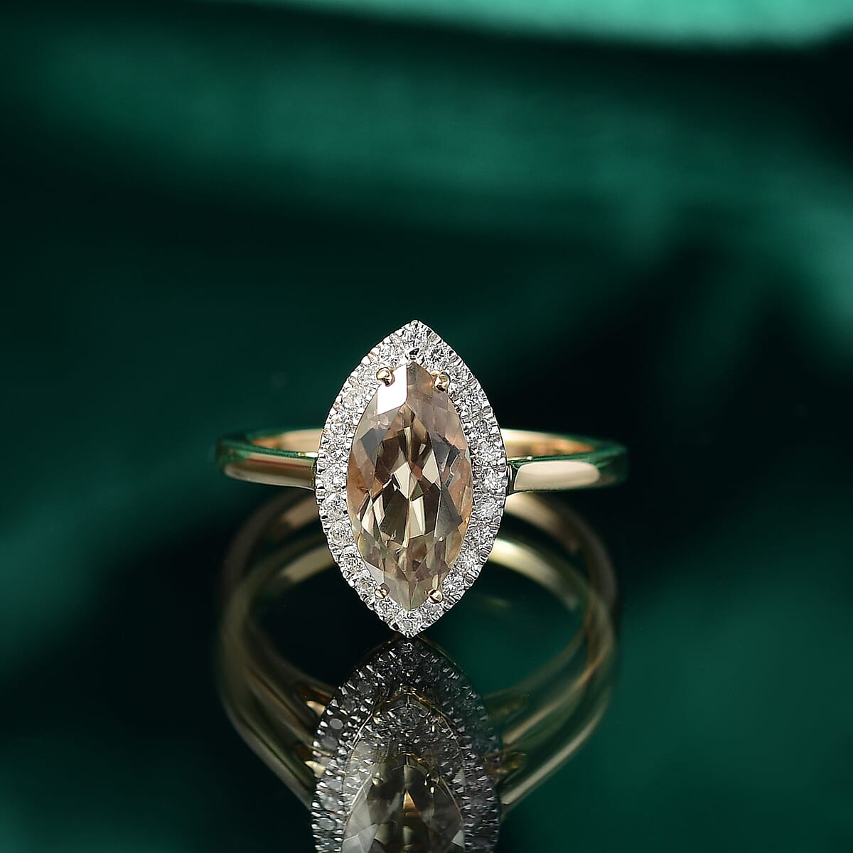 Certified & Appraised Luxoro AAA Turkizite and G-H I2 Diamond 2.40 ctw Ring in 14K Yellow Gold (Size 10.0) image number 1