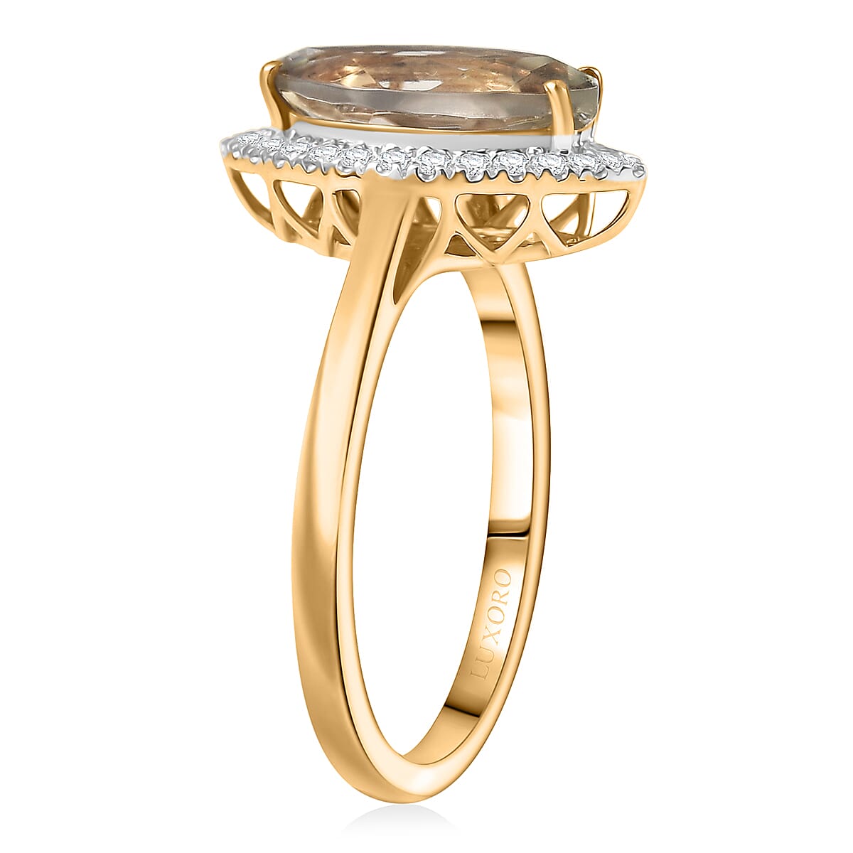 Certified & Appraised Luxoro AAA Turkizite and G-H I2 Diamond 2.40 ctw Ring in 14K Yellow Gold (Size 10.0) image number 3