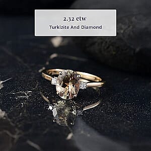 Certified & Appraised Luxoro AAA Turkizite and G-H I2 Diamond 2.32 ctw Ring in 14K Yellow Gold (Size 10.0)