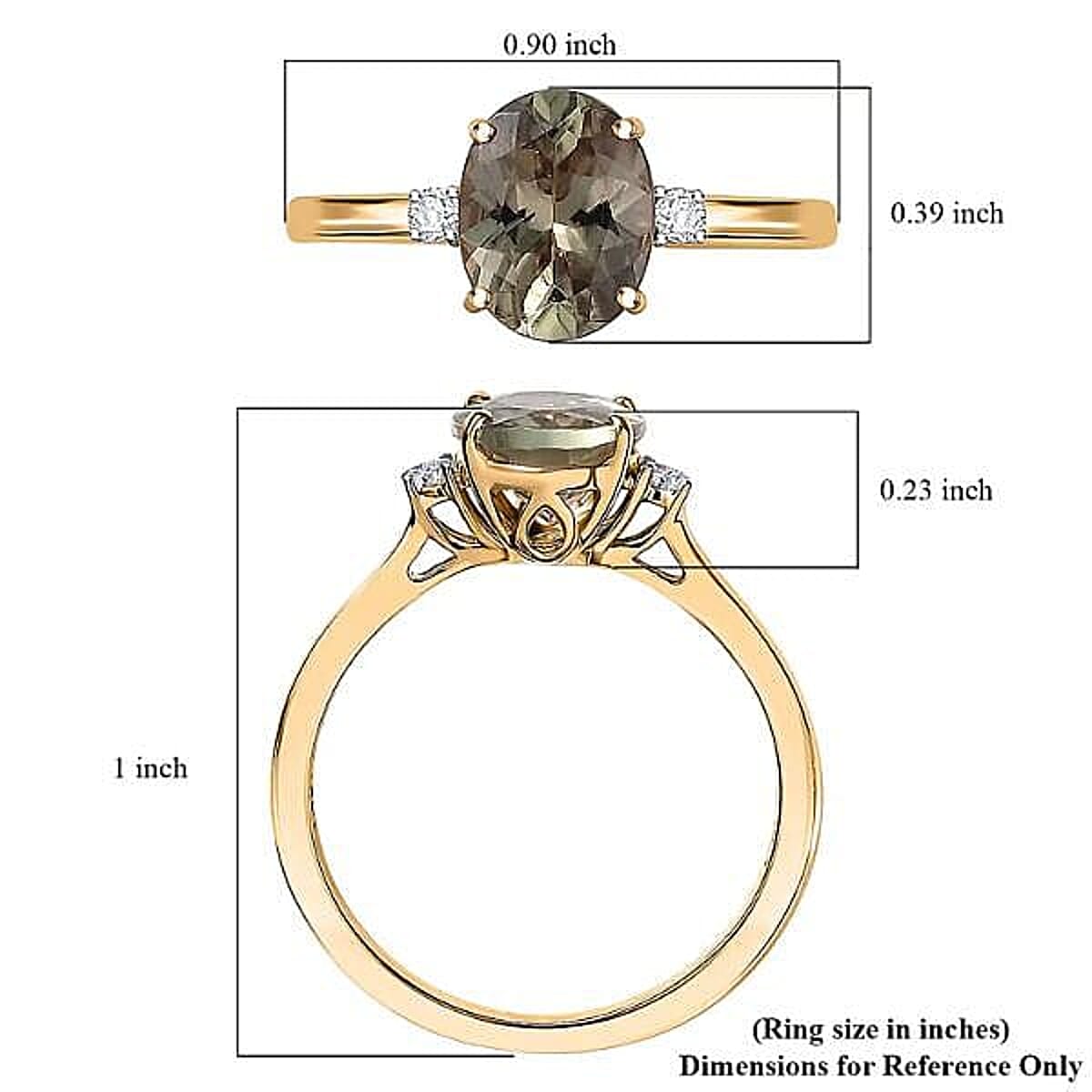 Certified & Appraised Luxoro AAA Turkizite and G-H I2 Diamond 2.32 ctw Ring in 14K Yellow Gold (Size 10.0) image number 5