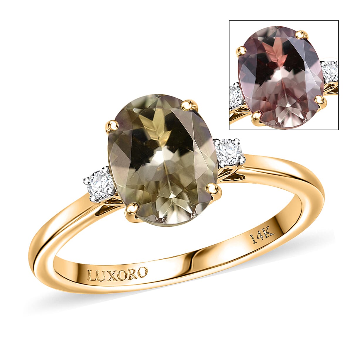 Certified & Appraised Luxoro AAA Turkizite and G-H I2 Diamond 2.32 ctw Ring in 14K Yellow Gold (Size 7.0) image number 0