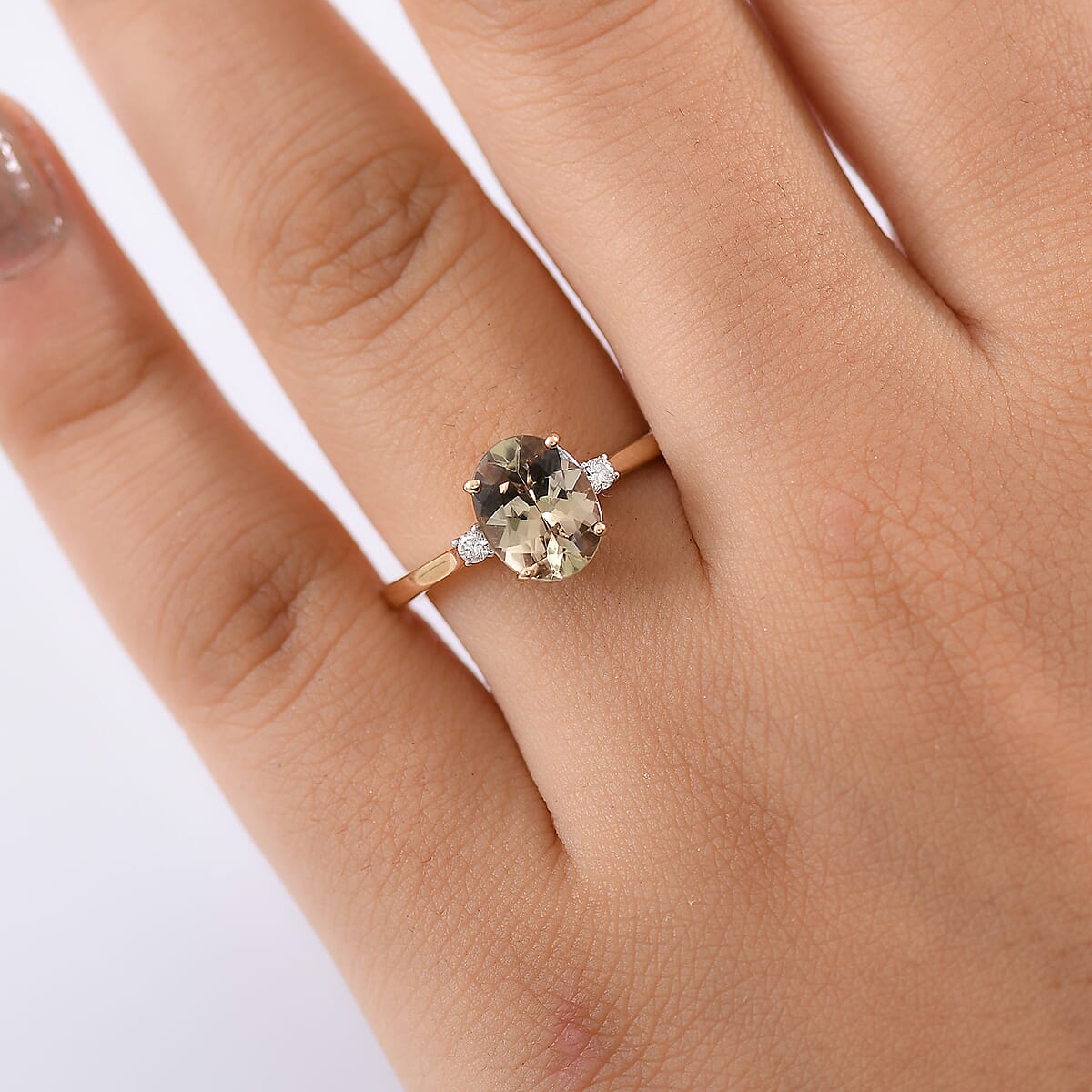 Certified & Appraised Luxoro AAA Turkizite and G-H I2 Diamond 2.32 ctw Ring in 14K Yellow Gold (Size 7.0) image number 2