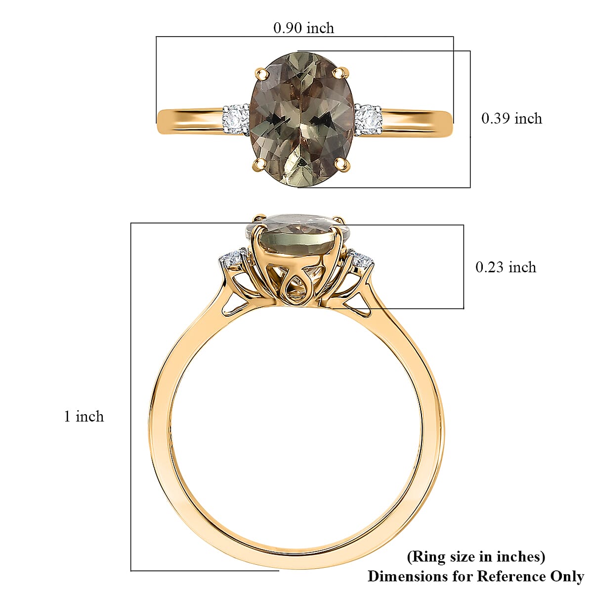 Certified & Appraised Luxoro AAA Turkizite and G-H I2 Diamond 2.32 ctw Ring in 14K Yellow Gold (Size 7.0) image number 5
