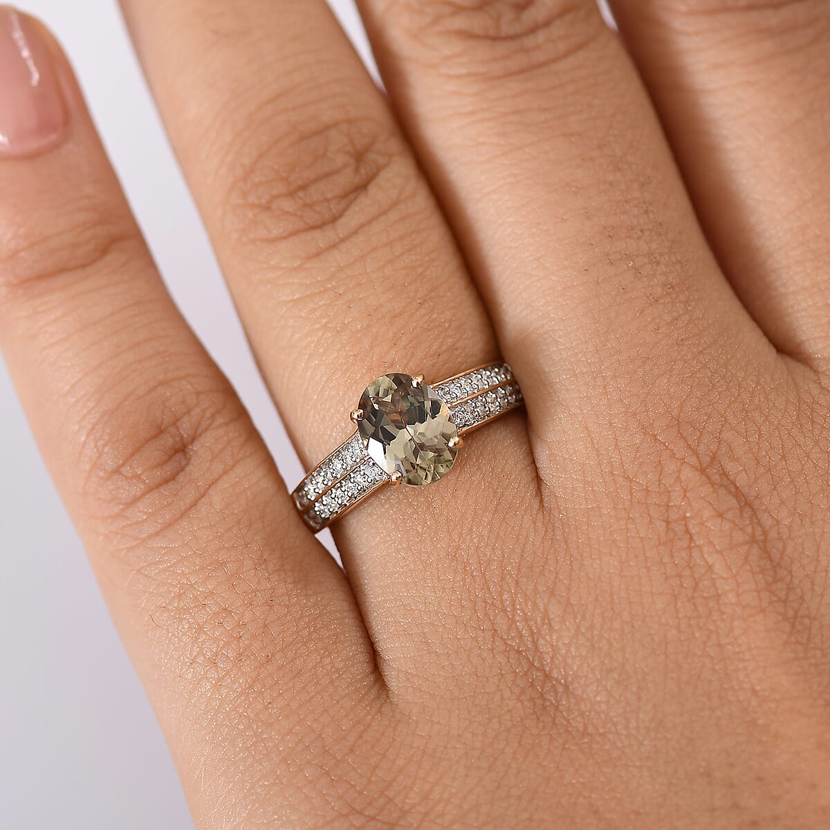 Certified & Appraised Luxoro AAA Turkizite and G-H I2 Diamond 2.33 ctw Ring in 14K Yellow Gold (Size 7.0) image number 2
