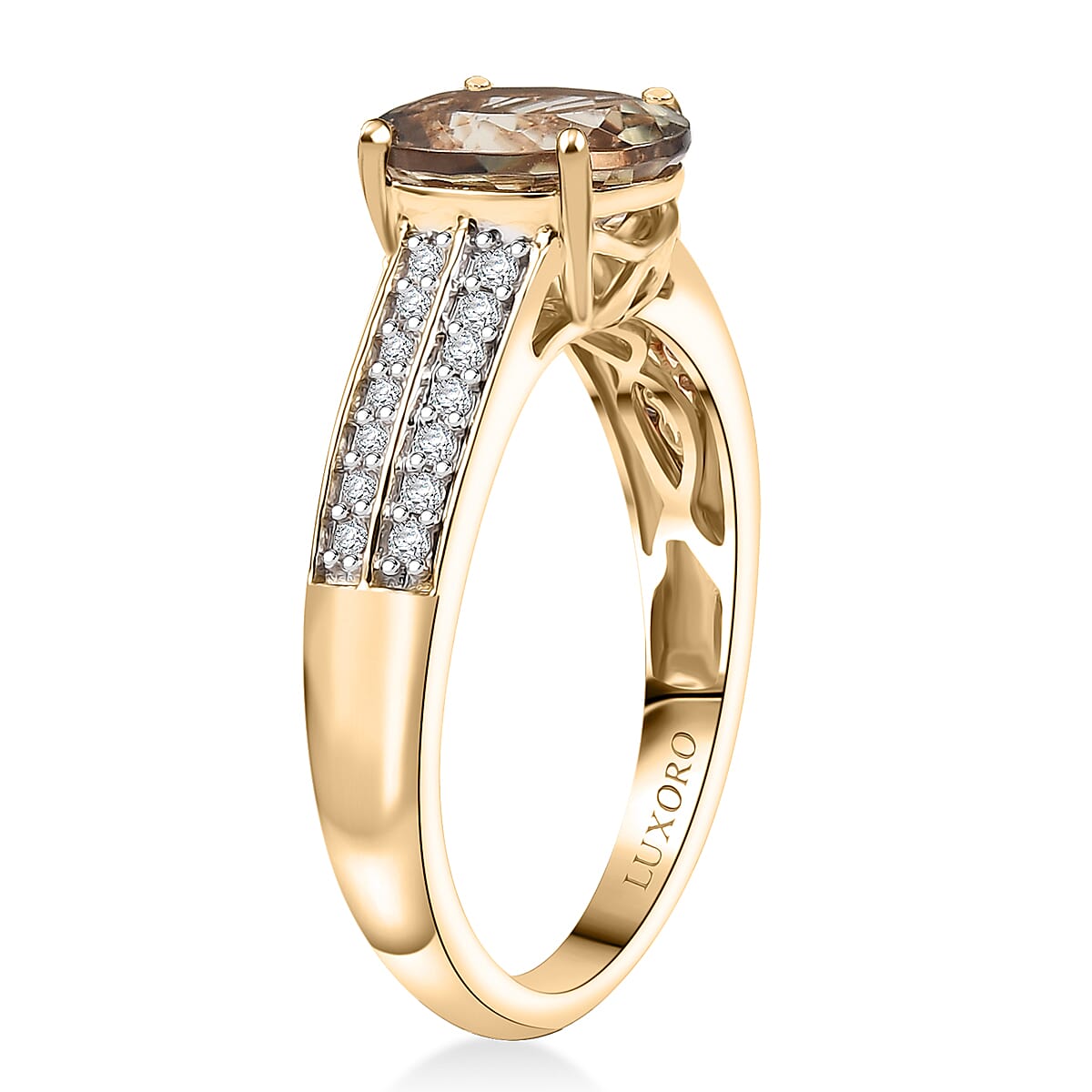 Certified & Appraised Luxoro AAA Turkizite and G-H I2 Diamond 2.33 ctw Ring in 14K Yellow Gold (Size 7.0) image number 3